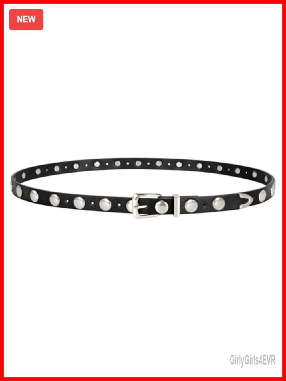 Women's Studded Faux Leather Skinny Belt Punk Waist Belt for Jeans Dress